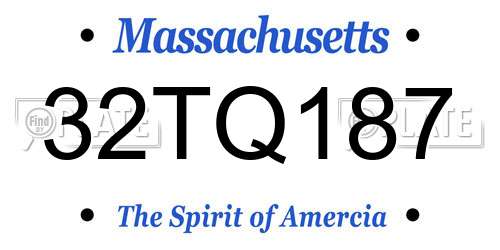 32TQ187 Massachusetts License Plate