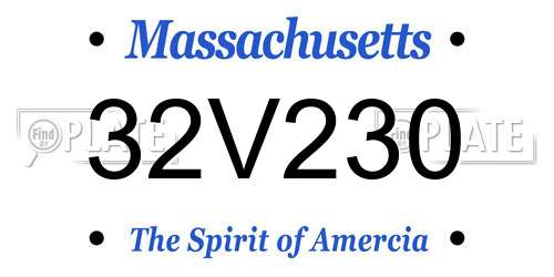 32V230 Massachusetts License Plate