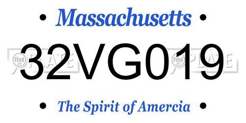 32VG019 Massachusetts License Plate