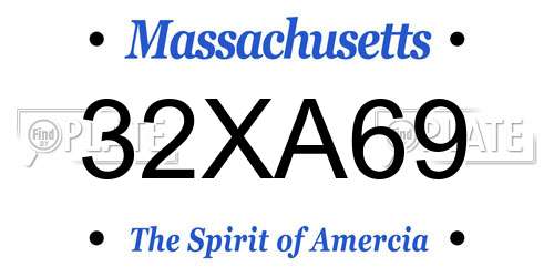 32XA69 Massachusetts License Plate