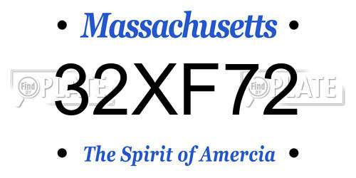 32XF72 Massachusetts License Plate