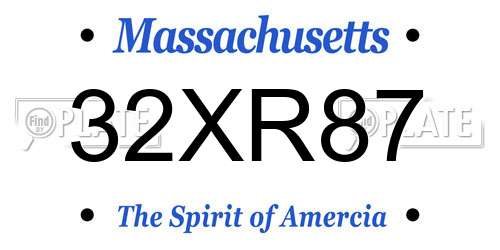 32XR87 Massachusetts License Plate