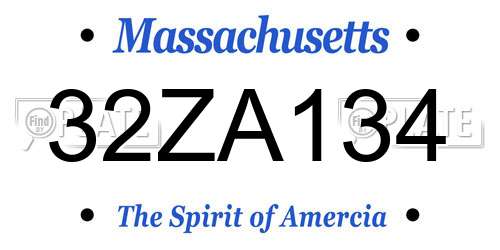 32ZA134 Massachusetts License Plate