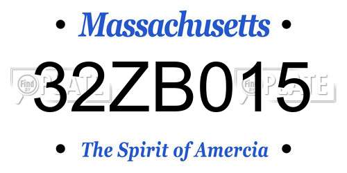32ZB015 Massachusetts License Plate