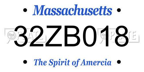 32ZB018 Massachusetts License Plate
