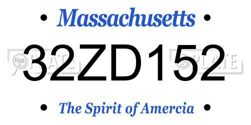 32ZD152 Massachusetts License Plate