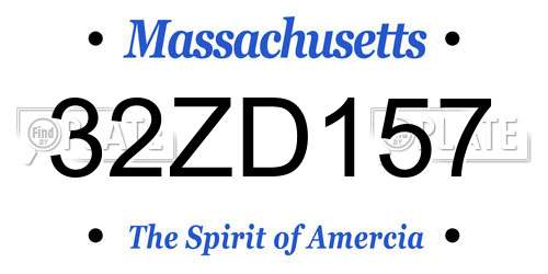 32ZD157 Massachusetts License Plate
