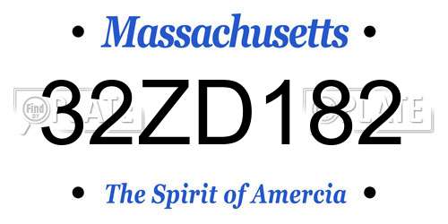 32ZD182 Massachusetts License Plate