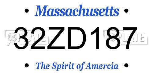 32ZD187 Massachusetts License Plate