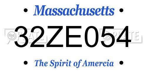 32ZE054 Massachusetts License Plate
