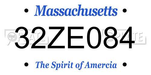 32ZE084 Massachusetts License Plate