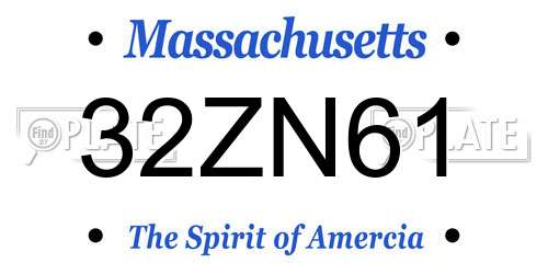 32ZN61 Massachusetts License Plate