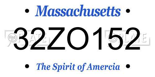 32ZO152 Massachusetts License Plate