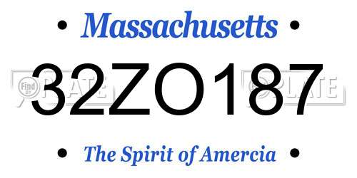 32ZO187 Massachusetts License Plate