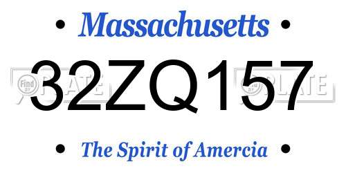 32ZQ157 Massachusetts License Plate