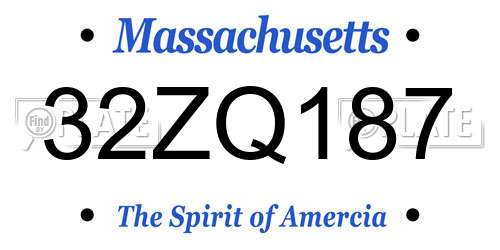 32ZQ187 Massachusetts License Plate