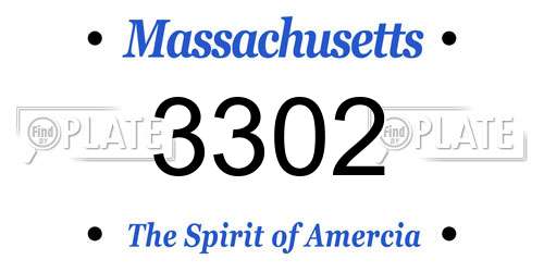 3302 Massachusetts License Plate