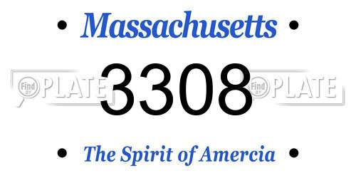 3308 Massachusetts License Plate