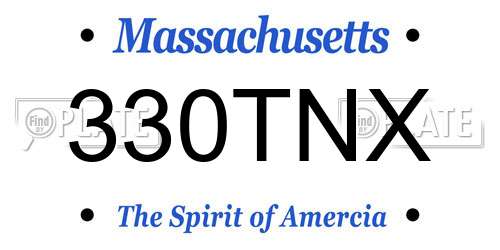 330TNX Massachusetts License Plate