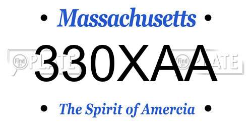 330XAA Massachusetts License Plate