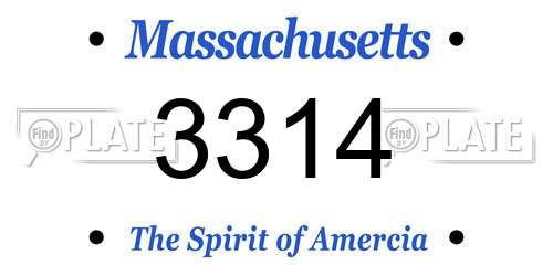 3314 Massachusetts License Plate