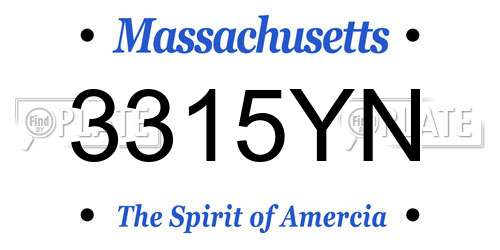 3315YN Massachusetts License Plate