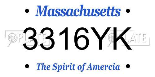 3316YK Massachusetts License Plate