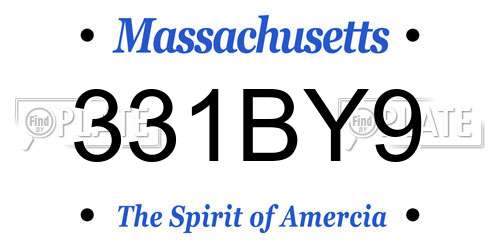 331BY9 Massachusetts License Plate