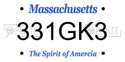 331GK3 Massachusetts License Plate