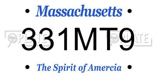 331MT9 Massachusetts License Plate