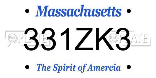 331ZK3 Massachusetts License Plate