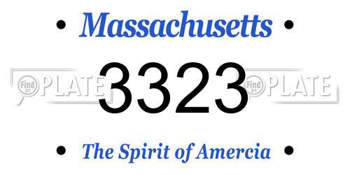 3323 Massachusetts License Plate