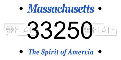 33250 Massachusetts License Plate