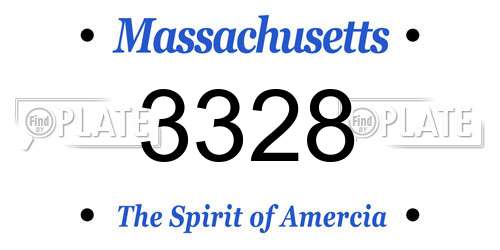 3328 Massachusetts License Plate