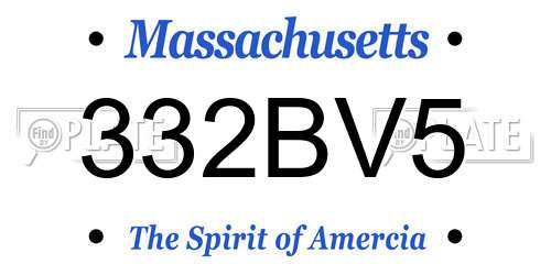 332BV5 Massachusetts License Plate