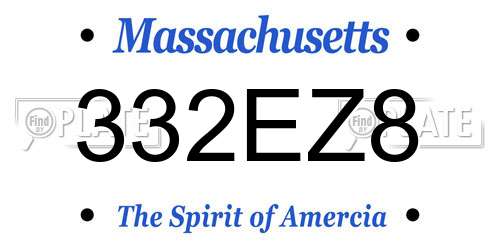332EZ8 Massachusetts License Plate