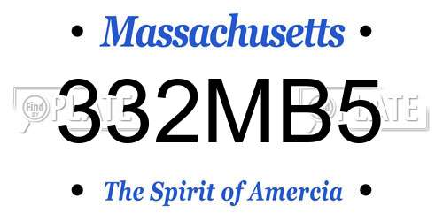 332MB5 Massachusetts License Plate