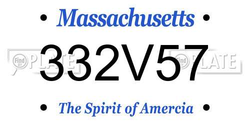 332V57 Massachusetts License Plate