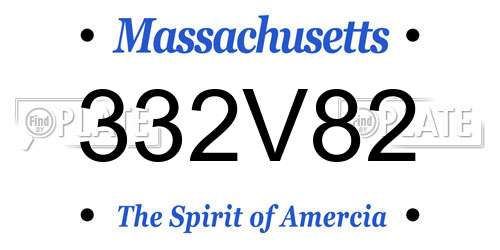332V82 Massachusetts License Plate