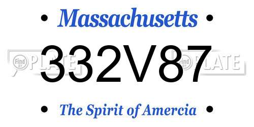 332V87 Massachusetts License Plate