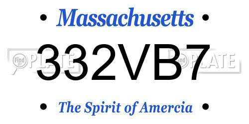 332VB7 Massachusetts License Plate
