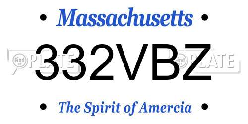 332VBZ Massachusetts License Plate