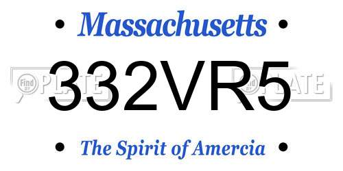 332VR5 Massachusetts License Plate