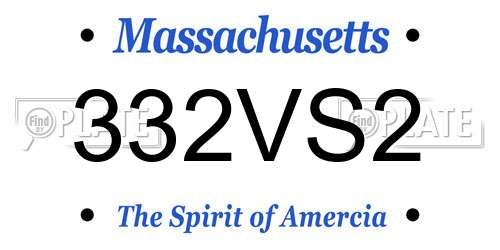 332VS2 Massachusetts License Plate