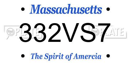 332VS7 Massachusetts License Plate