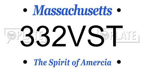 332VST Massachusetts License Plate