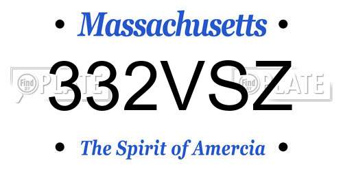 332VSZ Massachusetts License Plate
