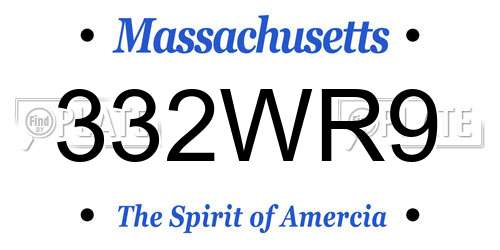 332WR9 Massachusetts License Plate