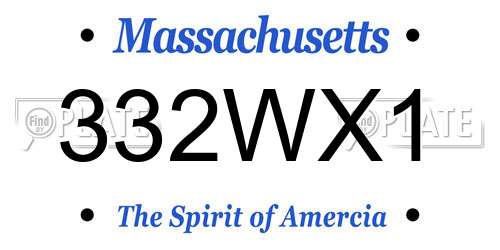332WX1 Massachusetts License Plate