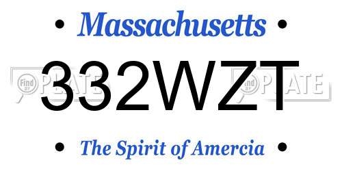 332WZT Massachusetts License Plate